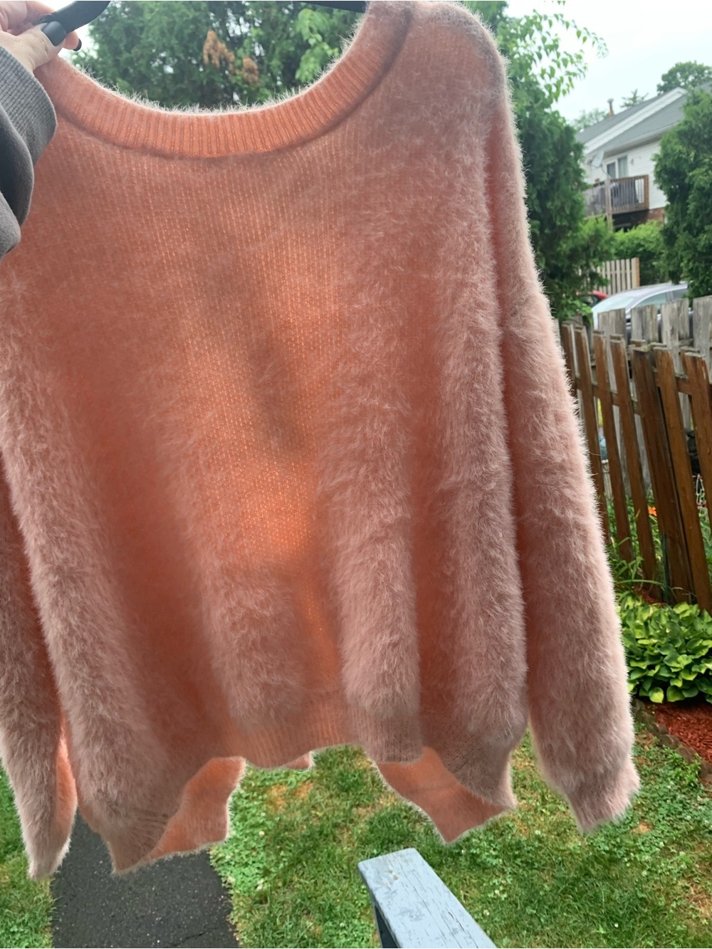 Lulu's Peach Fuzzy Crewneck Sweater